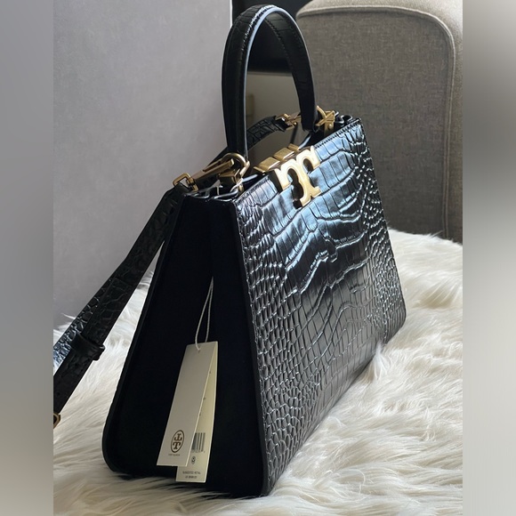 153271 - Tory Burch Eleanor Croc Embossed Satchel - Picture 3 of 13